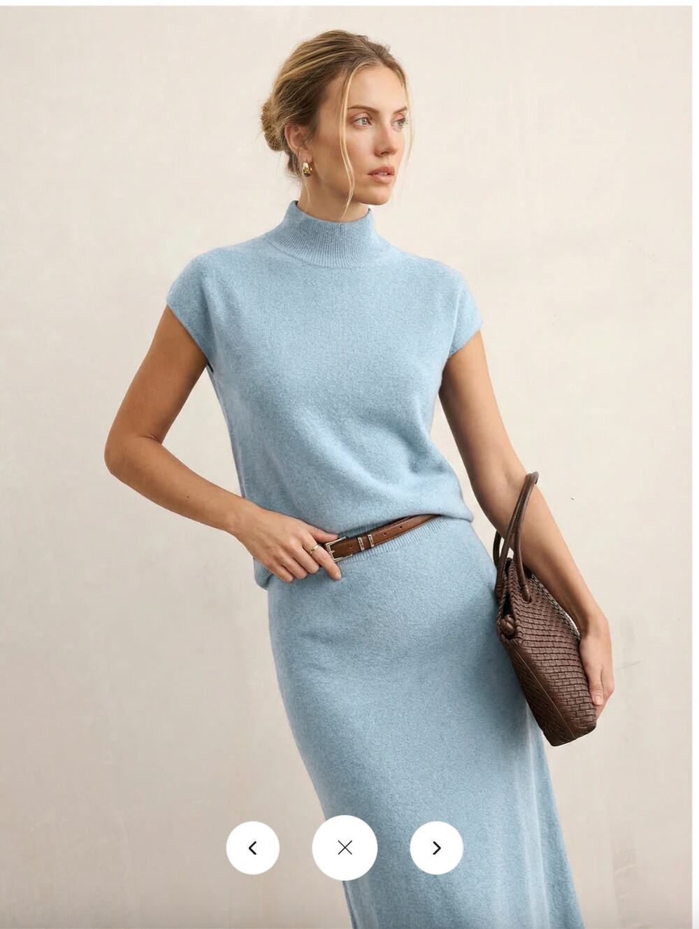 NWT Commense Mock Neck Knit Top & Midi Skirt Set without Belt Sz L